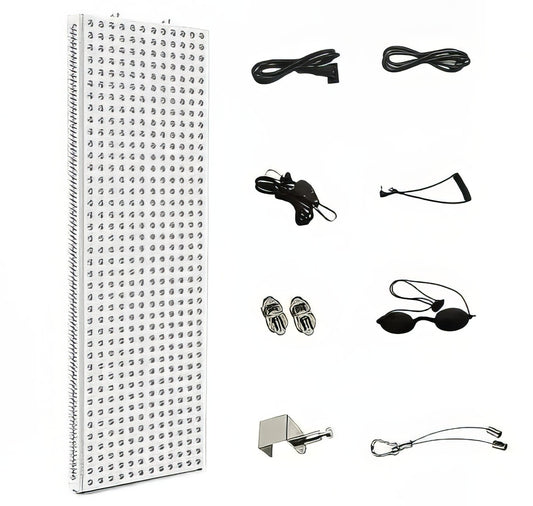 Set of accessories including a large rectangular LED panel with small components. It is an ideal value LED device purchase.