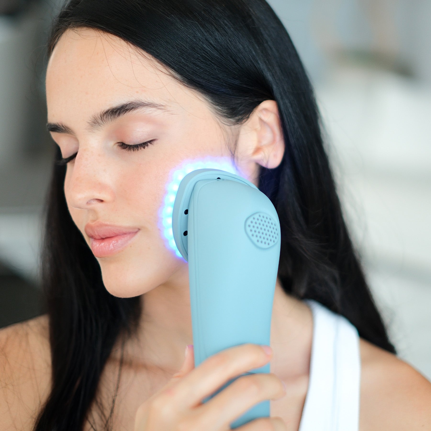 Aquazure Tech Blue LED Cooling Skincare Device with Jade Stone