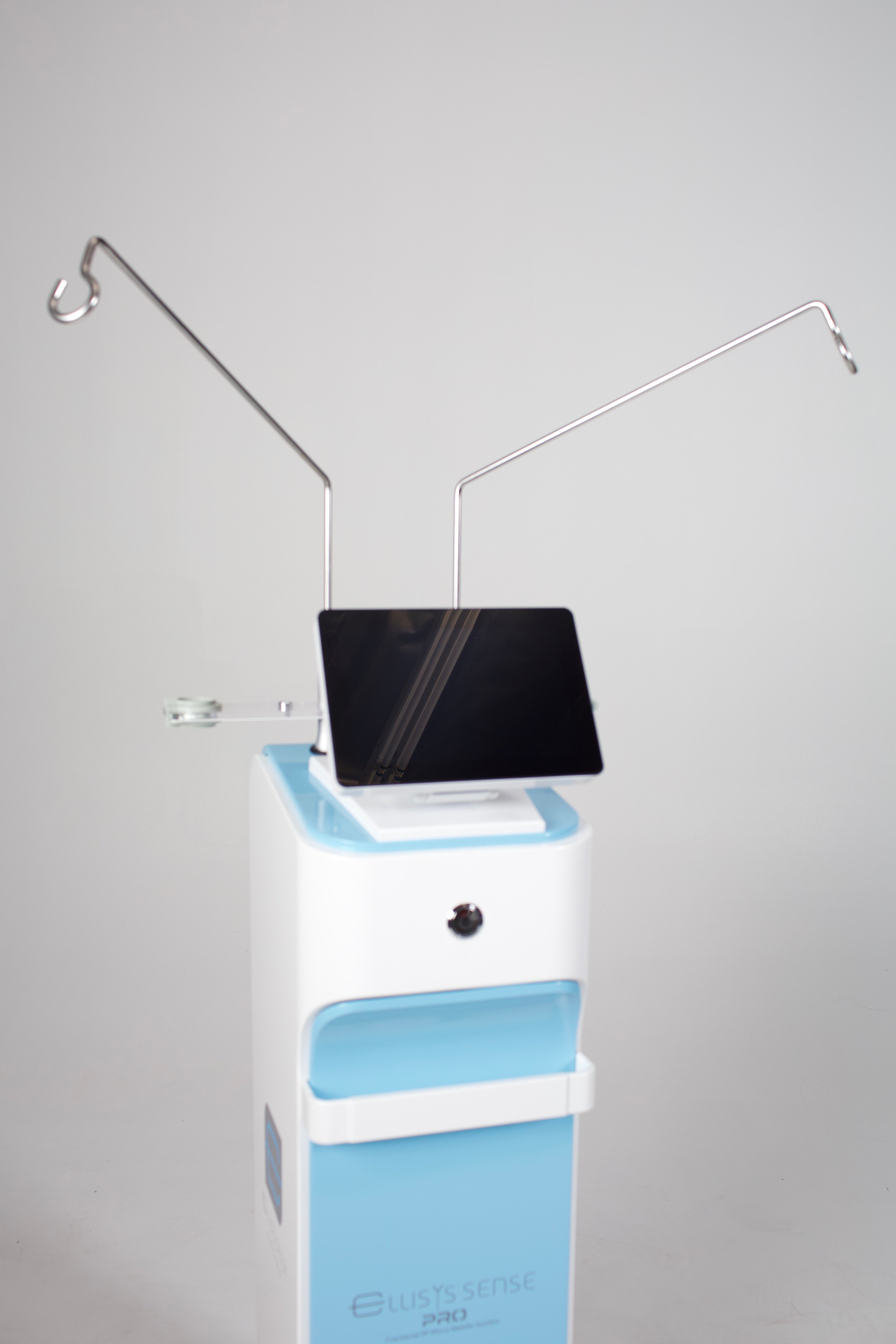 Image of Ellisys Sense aesthetic device showing the top half and user interface. Vendor is Lacora. It is a great value microneedling radiofrequency purchase.