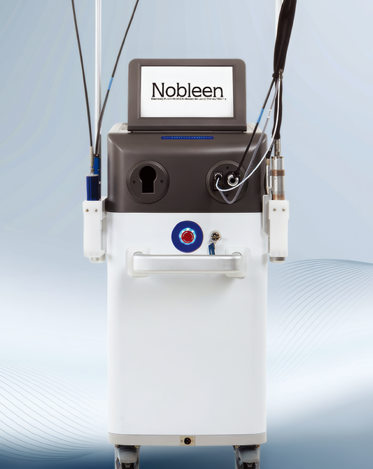Nobleen machine with a digital screen and mediacl handpiece. It is great value purchase Dual Long Pulsed Laser.