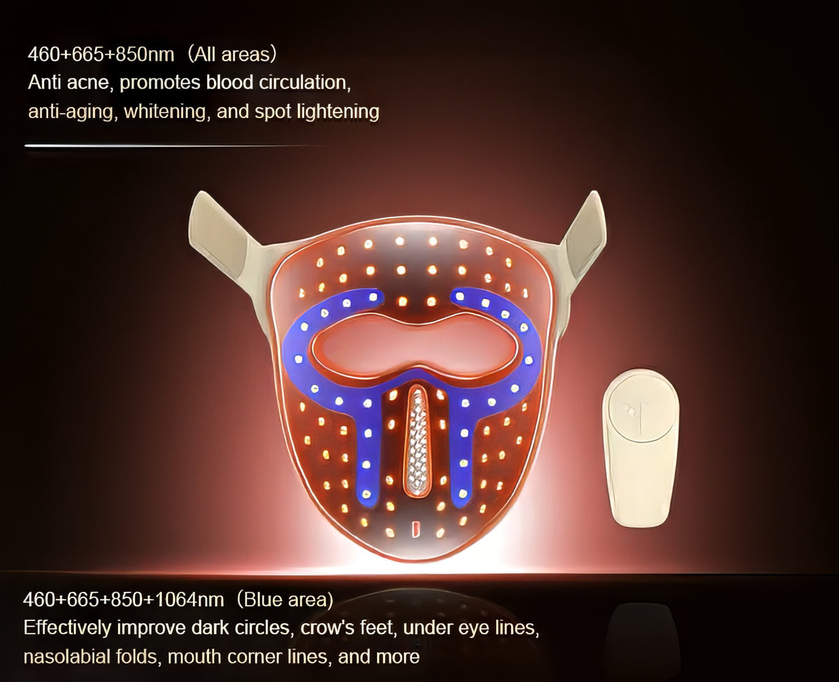 Four Color LED Therapy Silicone Mask With App (Black)