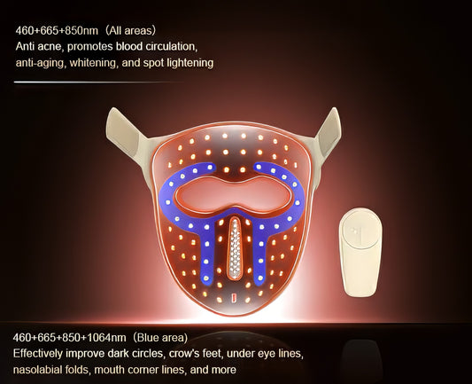 Four Color LED Therapy Silicone Mask With App (Black)
