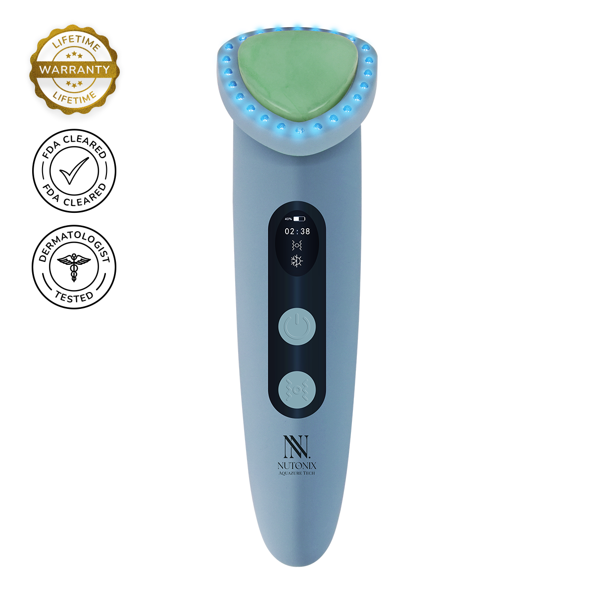 Aquazure Tech Blue LED Cooling Skincare Device with Jade Stone