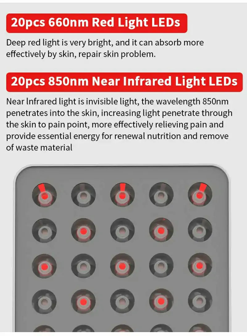 SGROW LED Infrared 660nm 850nm Red Light Therapy Panel